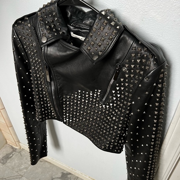 Alice + Olivia Krishna moto leather jacket - Picture 2 of 12
